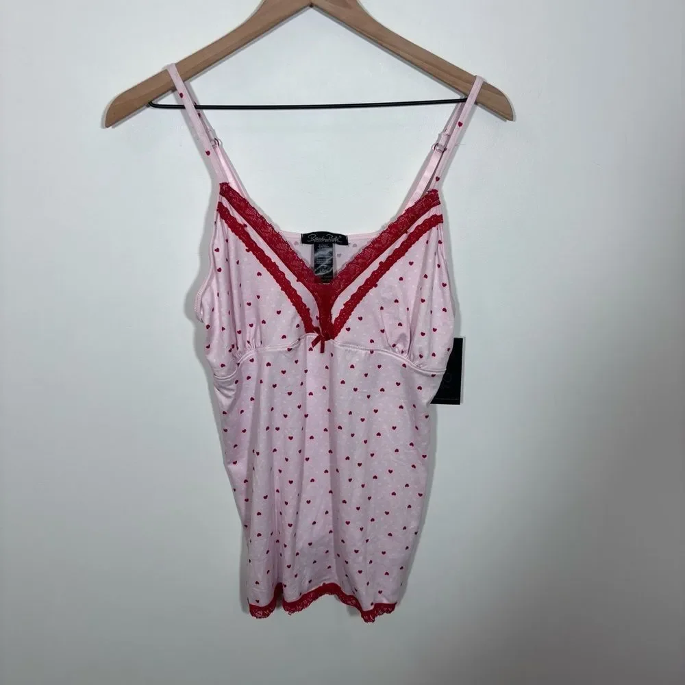 Rene Rofe light pink heart camisole sleepwear babydoll Y2K NWT NEW size large